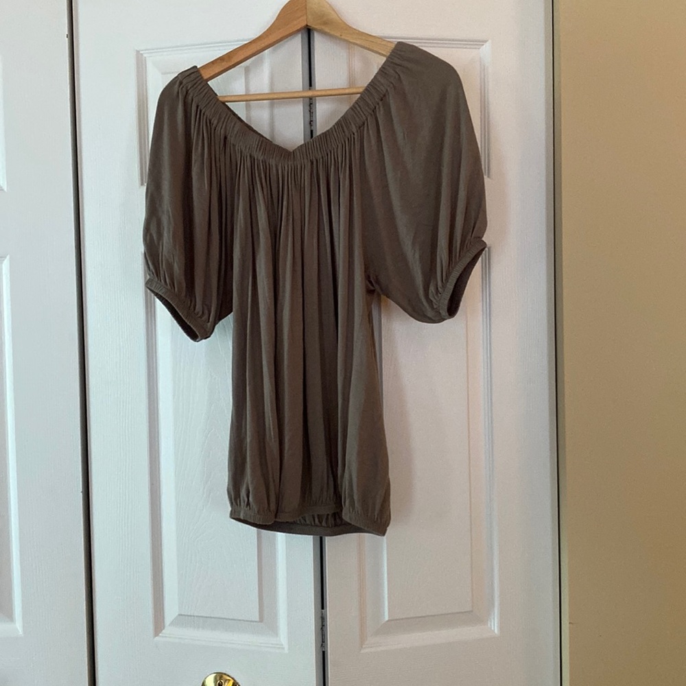 O by Nelly gray top. Many options as neckline has elastic.